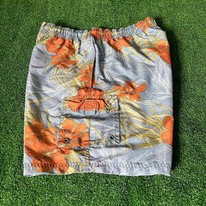 San N Sun Quick Dry Hawaiian Floral Swimwear Swim Board Short Trunks Size L